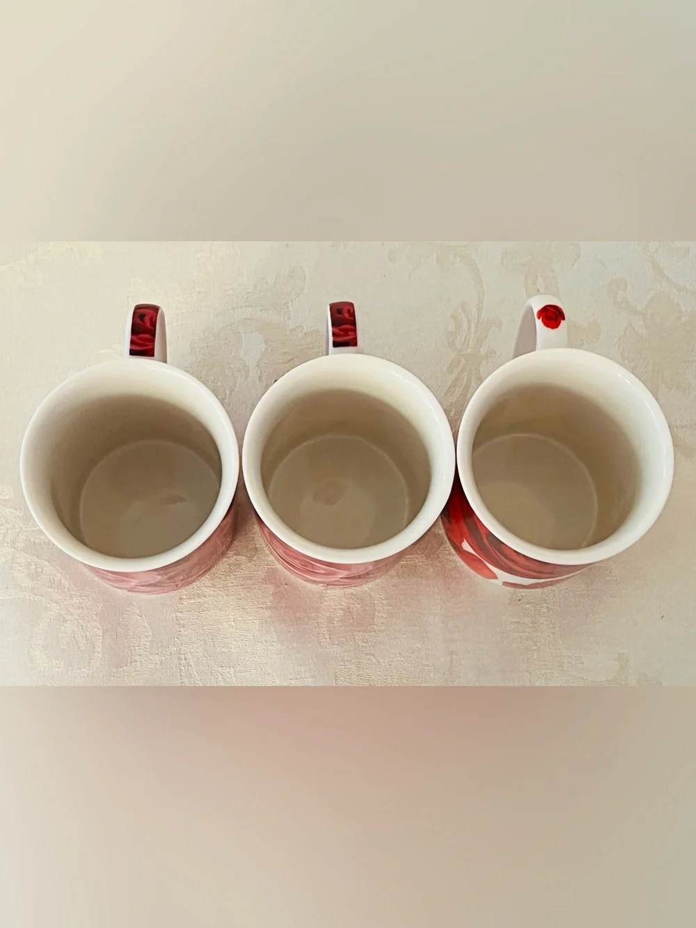 Rose Print Latte Mug Set Pink Floral Cottagecore Tea Coffee Cups NWOB